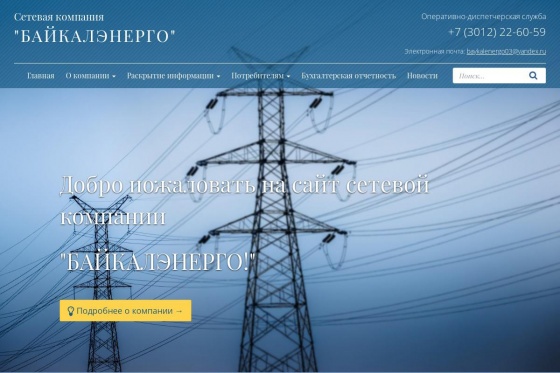 Сайт сетевой энергетической компании